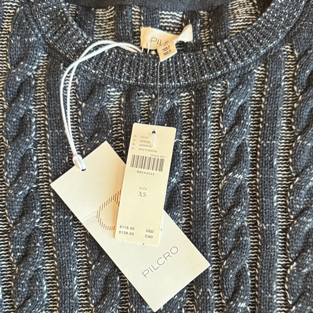 Anthropology- Pilcro NWT/ Women's blue/gray Cable Knit Sweater - Picture 2 of 5